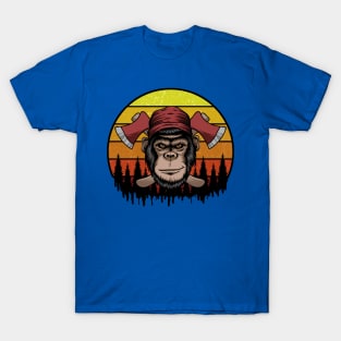 Lumberjack Bigfoot Retro Sunset T-Shirt